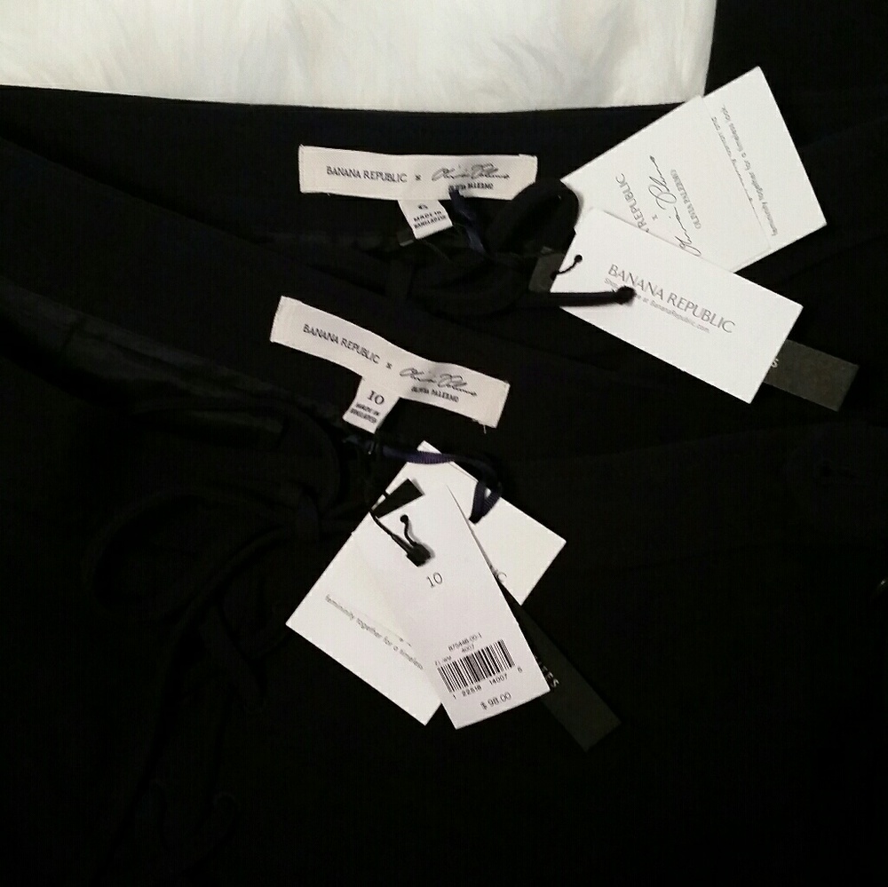 NWT BR x Olivia Palermo Navy Tie Waist Flare Pants - Picture 3 of 3